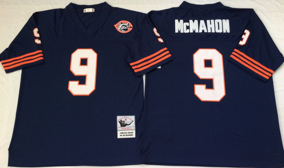 Men NFL Chicago Bears 9 McMahon blue style #2 Mitchell Ness jerseys